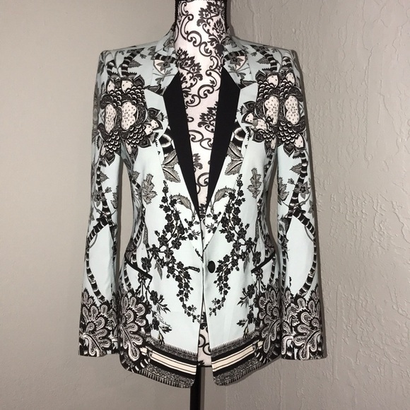 Roberto Cavalli Contrast Floral Print Blazer Sz. 42 - Picture 5 of 12